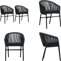 vidaXL Gartenstühle 2 Stk. Schwarz PE Rattan - Gartenstuhl - Gartenstühle - Outdoor Stuhl - Outdoor Stühle