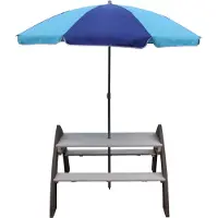 Axi Kylo Picknicktisch für Kinder aus Holz | Kindertisch mit Sonnenschirm für den Garten in Grau & Weiß