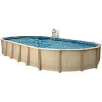 Interline Century Oval 7,30 x 3,60 m inkl. Zubehör, Gerahmter Pool, Erwachsener & Kind, Leiter, Beige, 430 kg