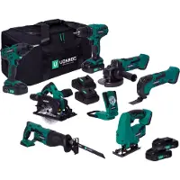 Vonroc Werkzeugset VPower 20V - 2.0Ah | Inkl. 7 Maschinen, 4 Akkus und 2 Ladegeräte