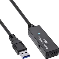 InLine USB 3.2 Gen.1 Aktiv-Verlängerung, USB-A Stecker an USB-C Buchse, 5m, 5 m, USB A, USB C, USB 3.2 Gen 1 (3.1 Gen 1), 5 Gbit/s, Schwarz