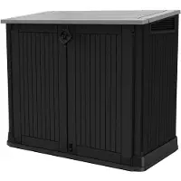 Keter Store-It-Out MIDI, Kunststoff-Schuppen, Doppel, Flachdach, Grau, Harz, Schwarz