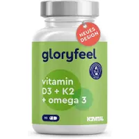 Gloryfeel Vitamin D3 K2 Omega 3 - 5000 IE + K2Vital 1000mg Fischöl Triglyceride Form (Dha Epa) 118 g Kapseln