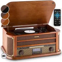 Auna Belle Epoque 1908 DAB Retro-Stereoanlage Plattenspieler DAB+ Kirschbaumholz