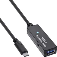 InLine USB 3.2 Gen.1 Aktiv-Verlängerung, USB-C Stecker an USB-A Buchse, 5m, 5 m, USB C, USB A, USB 3.2 Gen 1 (3.1 Gen 1), 5 Gbit/s, Schwarz