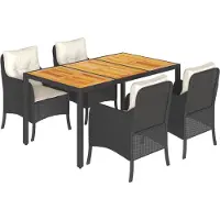 vidaXL 5-tlg. Garten-Essgruppe mit Kissen Schwarz Poly Rattan