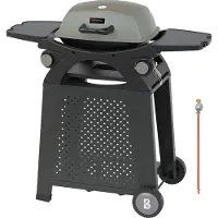 Kitchenbrothers Gas BBQ - Steh- und Tischgrill - Tischgrill - Antihaft - 37x48 cm Grillfläche - Schwarz