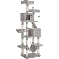 Hoppa! | Kratzbaum hoch XL | 206 cm | Hellgrau | 55,5 x 46 x 206 cm (L x D x H)