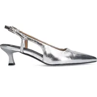 Manfield Silberfarbene Slingbacks aus Leder | Größe 40
