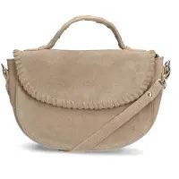 Manfield Beigefarbene Schultertasche aus Veloursleder | Größe Onesize