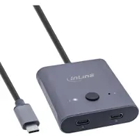 InLine USB-C Switch, bidirektionaler Umschalter, 10Gb/s, 100W, USB Typ-C, 10 Gbit/s, Grau, Aluminium, 57 x 67 x 15 mm, 57 mm