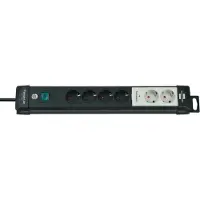 Brennenstuhl -Line Technik Steckdosenleiste 6-fach schwarz 3m H05VV-F 3G1,5 2 permament, 4 schaltbar, 1951160600