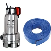 T.I.P. Maxima 18000 mit Ablaufschlauch 20 Meter - Schmutzwasserpumpe - 18.000 L/Std. - 700W - Förderhöhe 8m - Rostfreier Stahl - Schwimmer - Tauchpumpe