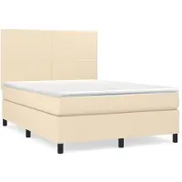 vidaXL Boxspringbett mit Matratze Creme 140x200 cm Stoff
