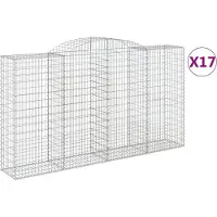 vidaXL Gabionen mit Hochbogen 17 Stk 300x50x160/180cm Verzinktes Eisen