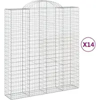 vidaXL Gabionen mit Hochbogen 14Stk. 200x50x220/240cm Verzinktes Eisen