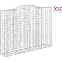 vidaXL Gabionen mit Hochbogen 12 Stk 300x50x220/240cm Verzinktes Eisen