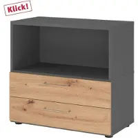 Hammerbacher Regal/Schübe, 2OH, graphit/asteiche