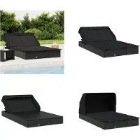 vidaXL 2-Personen-Sonnenliege mit Dach Schwarz 213x118x97 Poly Rattan