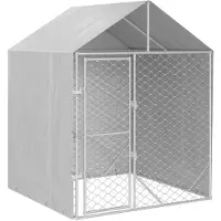vidaXL Outdoor-Hundezwinger mit Dach Silber 2x2x2,5 m Verzinkter Stahl
