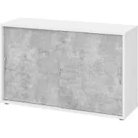 Hjh OFFICE PRO -Schiebetürenschrank 2 OH BM Weiß/Beton-V1752S/W/M/BM