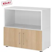 Hammerbacher Regalschrank FlexWall, VFW28T1KG/W/E/BS weiss, eiche 1 Fachboden 80,0 x 40,0 x 74,6 cm