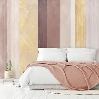 Artgeist Fototapete – Streifenmuster – abstrakter Hintergrund mit Streifen in verschiedenen Farben und Gold