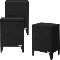 ML-Design 3Er Set Aktenschrank 40x30x57,5 cm Schwarz Stahl Freistehend