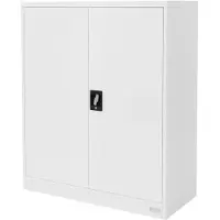 ML-Design Aktenschrank 90x40x109 cm Weiß | abschließbar, Stahl, 3 Böden, 2 Türen, Metallschrank Lagerschrank