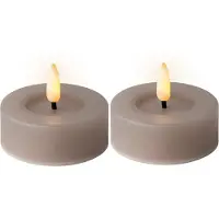 Lumineo 2 LED Teelichter 6,5x5cm Outdoorkerzen Timer Flammenlose Teelichtkerzen Warmweiß Tischkerzen Dekokerzen Teelicht Kerzen Timerfunktion Grau Warm Weiß