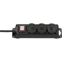 Brennenstuhl Outdoor Steckdosenleiste, 3-fach, mit Schalter, 2 m Kabel, selbstschließende Deckel, IP44, L 60 x B 340 x T 115 mm, schwarz
