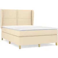 vidaXL Boxspringbett mit Matratze Creme 140x190 cm Stoff