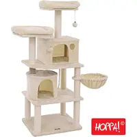 Hoppa! | Kratzbaum | Sisal-Kratzbäume, Plüschsitze, Korb, 2 Häuser - Beige