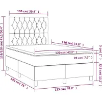 vidaXL Boxspringbett mit Matratze Hellgrau 120x190 cm Samt