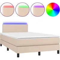 vidaXL Boxspringbett mit Matratze & LED Cappuccino-Braun 120x190 cm