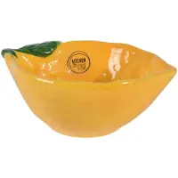 Kitchen Goods & More Schale 16x6cm Keramik Zitronen Form - Schüssel Servierschale Salatschale Dessertschale Müslischale Obstschale Dekoschale Früchte Geschirr Gelb Grün