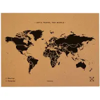 MISS WOOD Weltkarte Woody Map Natural Cork XL black