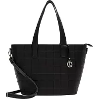 L.credi Damen Schultertasche Shopper MOENA Schwarz Kunstleder-