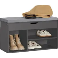 SoBuy FSR45-HG Schuhschrank mit Sitz - 80 x 30 x 46 cm - Schwarz/ Grau