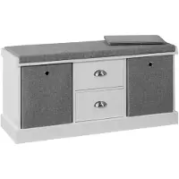 SoBuy FSR66-HG Schuhbank mit Sitzkissen - 4 Schubladen - 108 x 20 x 41 cm - Grau/ Anthrazit