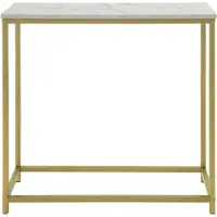 SoBuy FSB29-G Konsolentisch mit weißer Tischplatte - Goldrahmen - 80x75x30 cm