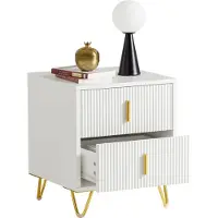 SoBuy Nachttisch mit 2 Schubladen - 40x40x47 cm - Weiß