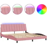 vidaXL Bettgestell mit LED ohne Matratze "Hanko" Rosa 180x200 cm Samt