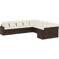 vidaXL 10-tlg. Garten-Sofagarnitur mit Kissen Braun Poly Rattan