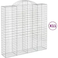 vidaXL Gabionen mit Hochbogen 11Stk. 200x50x200/220cm Verzinktes Eisen