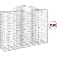 vidaXL Gabionen mit Hochbogen 30Stk. 200x50x140/160cm Verzinktes Eisen