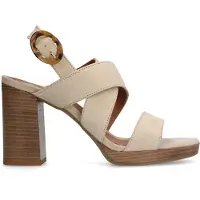 Manfield Beigefarbene Canvas-Pumps mit Schnalle | Größe 38
