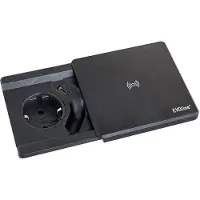 Evoline Einbausteckdose Square80, mit 3m Kabel, 1x Schuko, 1x USB-C, induktives Laden, in schwarz