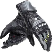 Dainese Druid 4 Leather Schwarz Charcoal Grau Fluo Gelb Handschuhe Größe 3XL