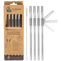 SmartaSaker Strohhalm Turtleneck Biegbar Edelstahl Silber (4er-Set)